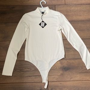 Cream White mock neck bodysuit